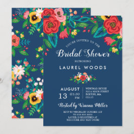 Invitación Bouquets populares coloridos - Ducha nupcial azul 
