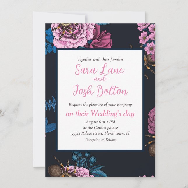 Invitación Bouquets y tarántula 2 (Anverso)