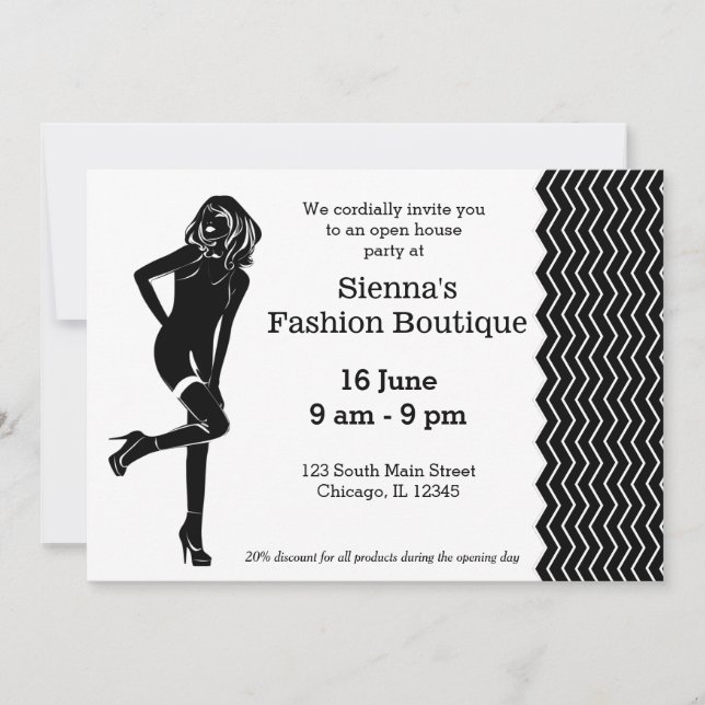Invitación Boutique de moda (Anverso)