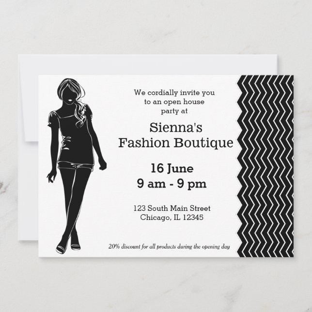 Invitación Boutique de moda (Anverso)