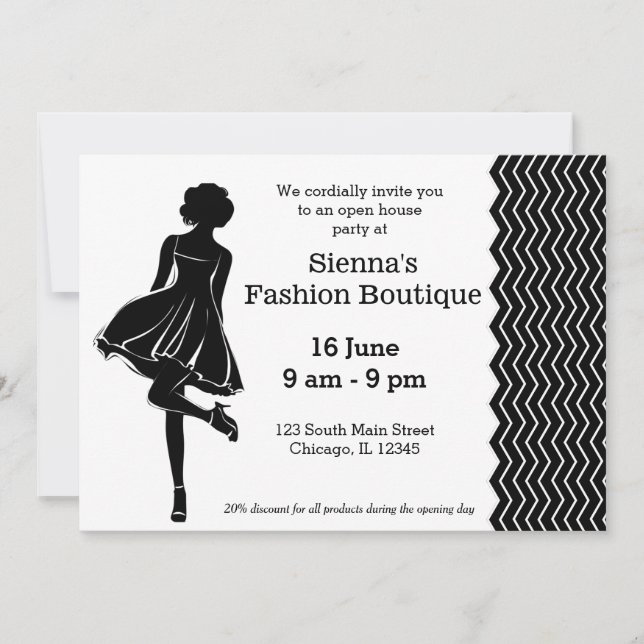 Invitación Boutique de moda (Anverso)