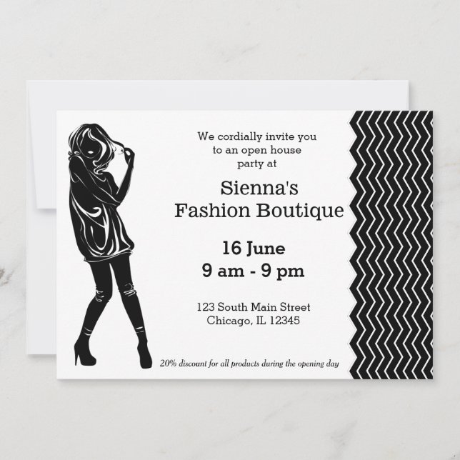 Invitación Boutique de moda (Anverso)