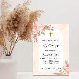 Invitación Bóveda de pampas rosa de oro de mármol negro