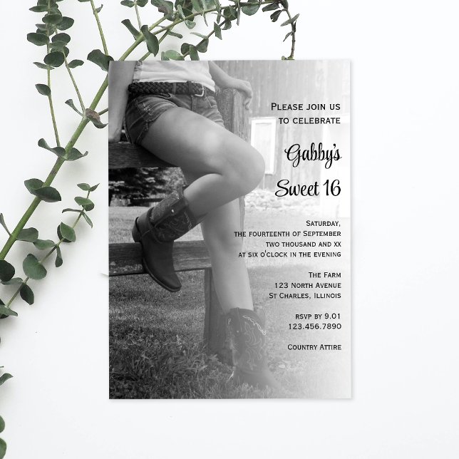 Invitación Bovina y Fiesta de la valla Barn Dulce 16 Cumpleañ (Subido por el creador)
