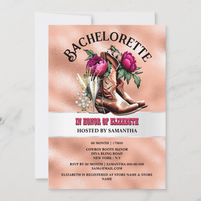 Invitación Bovino botas occidentales moda de abrochamiento de (Anverso)