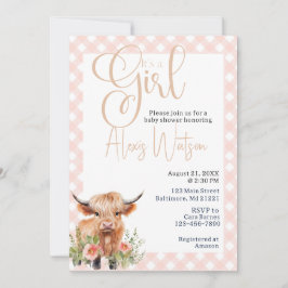 Invitación bovino de montaña florida y ducha de bebé de gingh