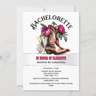 Invitación Bovinos de vaca occidental botas magenta moda de b