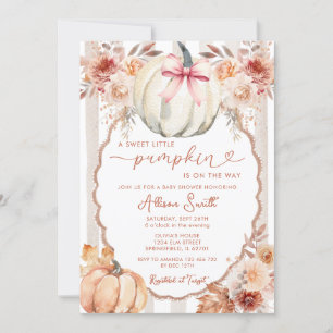 Invitación Bow A Little Pumpkin Boho Baby Shower