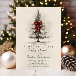 Invitación Bow A Merry Little Christmas Baby Shower