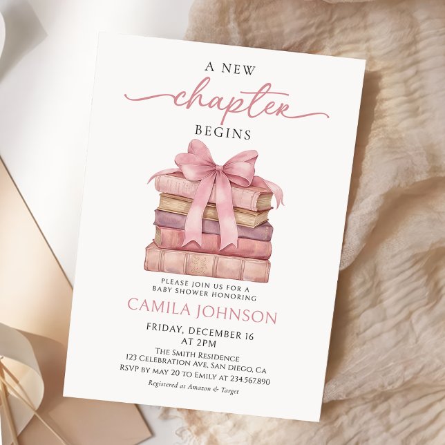 Invitación Bow A New Chapter Books Baby Shower Invitation (Subido por el creador)