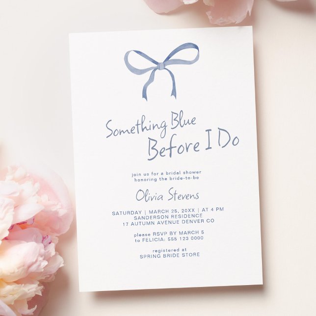 Invitación Bow algo azul antes de que duche la novia (Subido por el creador)