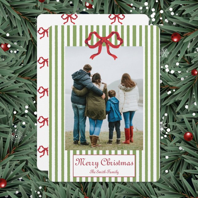 Invitación Bow And Stripes Christmas Card (Subido por el creador)