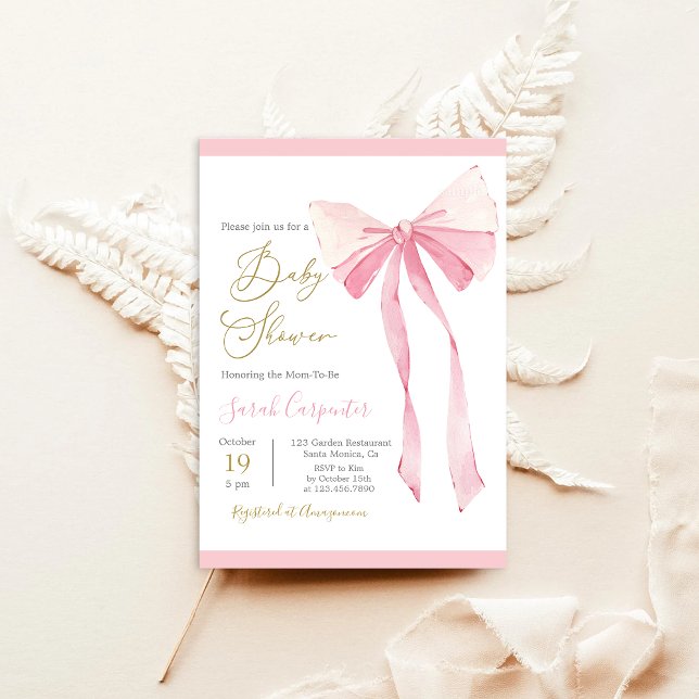 Invitación Bow Baby Shower Chica (Subido por el creador)