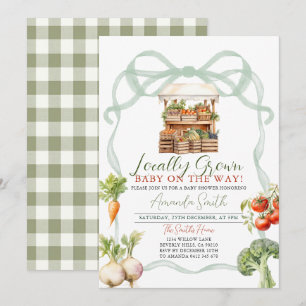 Invitación Bow Baby Shower de mercado fresco de producción lo