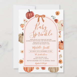 Invitación Bow Baby Sprinkle Pumpkin Caída Otoño Baby Shower