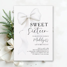 Invitación Bow Black White Modern Simple Elegant Sweet 16