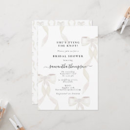 Invitación Bow blanco está atando al Fiesta de duchas nupcial