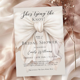 Invitación Bow blanco está atando la ducha de novia Knot