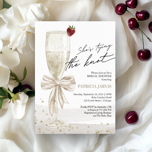Invitación Bow blanco está atando la ducha de novia Knot (Subido por el creador)