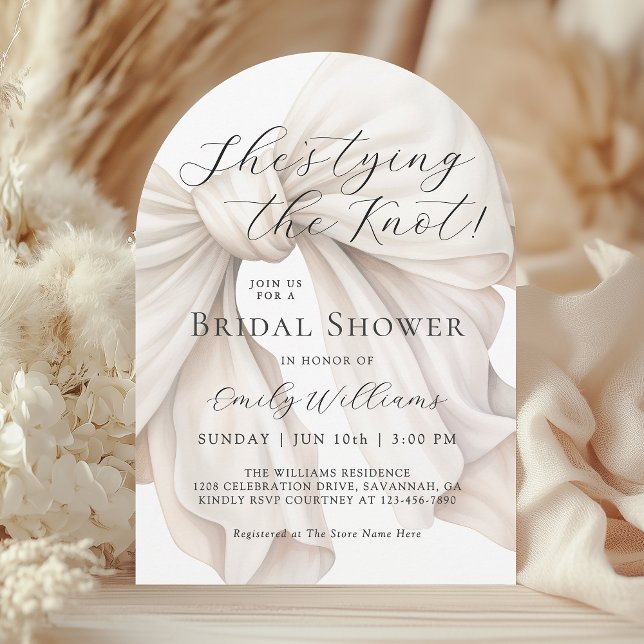 Invitación Bow blanco está atando la ducha de novia Knot (Available in both printed and instant download digital formats.)