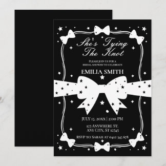 Invitación Bow blanco negro está atando la ducha de novia Kno