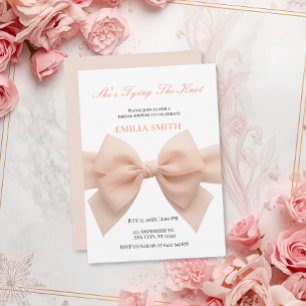 Invitación Bow blanco negro está atando la ducha de novia Kno