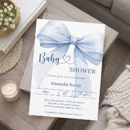Invitación Bow blue boy Baby Shower