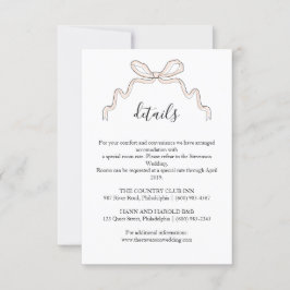 Invitación Bow blush Boda Details card