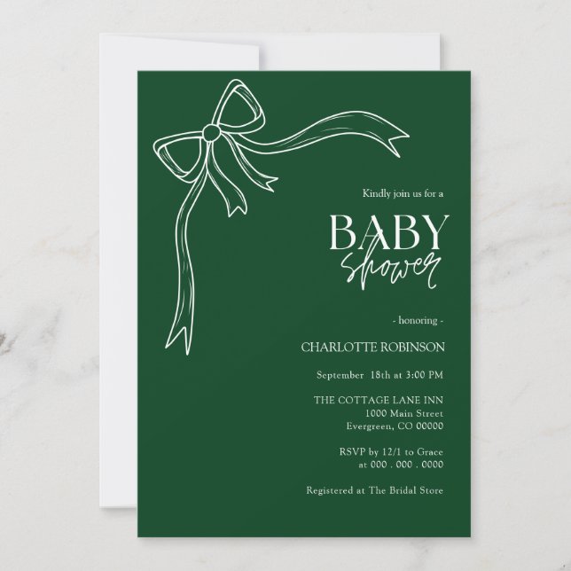 Invitación Bow Boho Baby Shower (Anverso)
