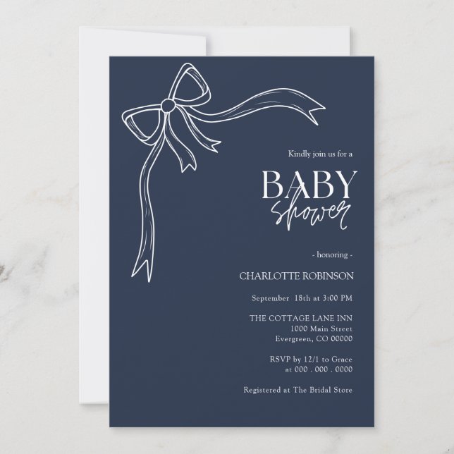 Invitación Bow Boho Baby Shower (Anverso)