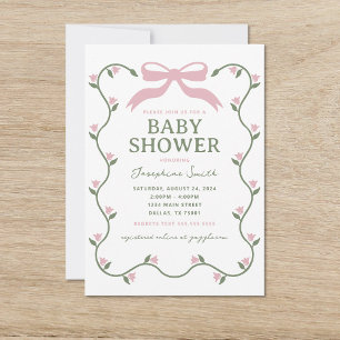 Invitación Bow con Baby Shower de Vine de Flor