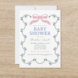 Invitación Bow con Baby Shower de Vine de Flor