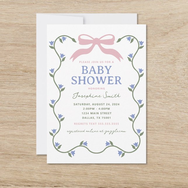 Invitación Bow con Baby Shower de Vine de Flor (Subido por el creador)