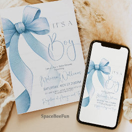 Invitación Bow Coquette Boy Baby Shower