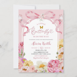 Invitación Bow Coquette Colorful Floral Summer Butterfly Baby