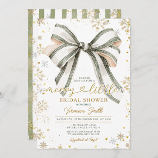 Invitación Bow coquette Merry Little Christmas Bridal Shower