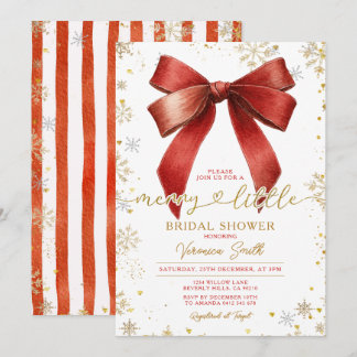 Invitación Bow coquette Merry Little Christmas Bridal Shower