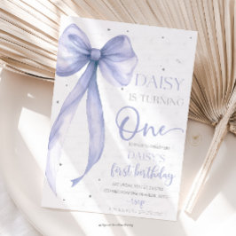 Invitación Bow Coquette Purple 1st Birthday 