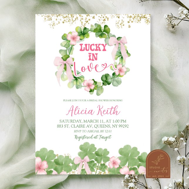 Invitación Bow Coquette St Patrick Bridal Shower (Subido por el creador)