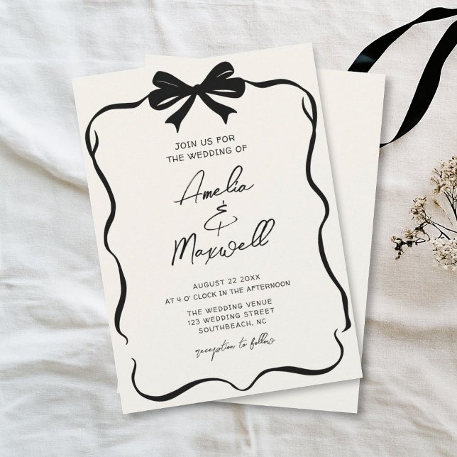 Invitación Bow Coquette Stylish Trendy Boda (Subido por el creador)