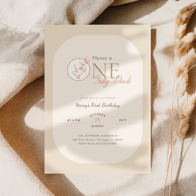 Invitación Bow Coquette Un Pato Tonto Cumpleaños 1 (Subido por el creador)