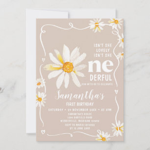 Invitación Bow Daisy Flowers no es ella un cumpleaños maravil