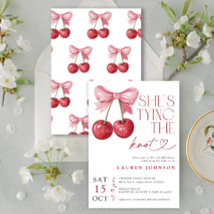 Invitación Bow de cerezo que está atando la ducha nupcial