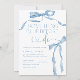 Invitación Bow de cinta | Ducha azul y blanca de novia