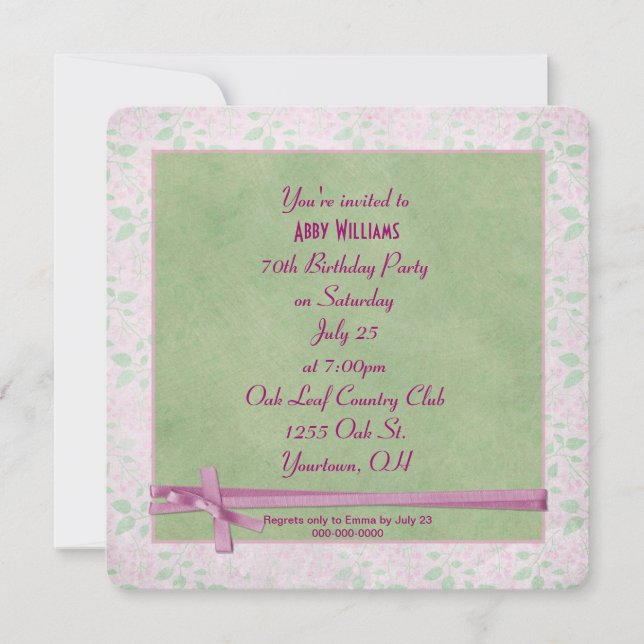 Invitación Bow de fiesta de cumpleaños (Anverso)