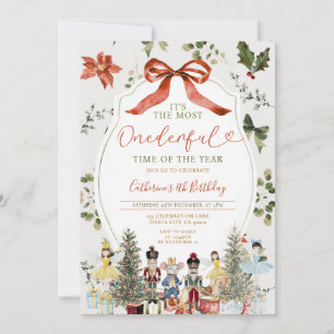 Invitación Bow Es el cumpleaños más maravilloso de los navida