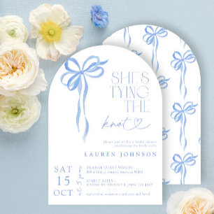 Invitación Bow, está atando la ducha azul nupcial