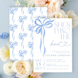 Invitación Bow, está atando la ducha azul nupcial