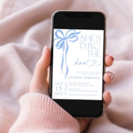 Invitación Bow, está atando la ducha azul nupcial