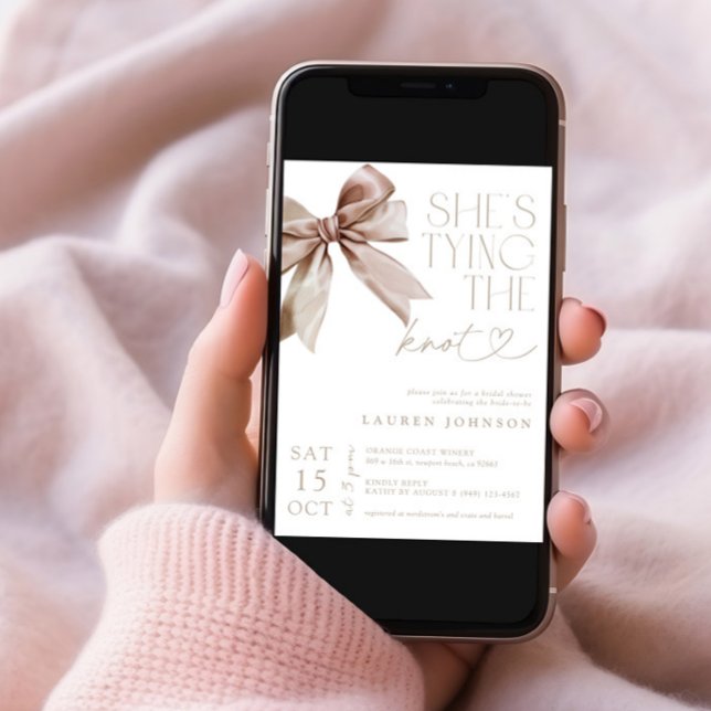 Invitación Bow, está atando la elegante ducha nupcial (Subido por el creador)